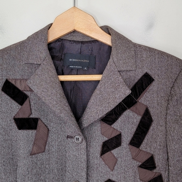 BCBGMaxAzria | Brown Ribbon Detail Blazer Size Small - Picture 3 of 6